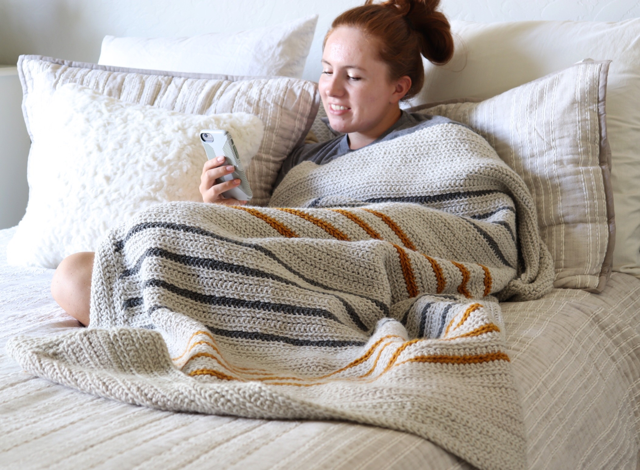 Crochet Herringbone Half Throw